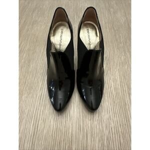 Emporio Armani black patent leather ankle boots Sz 6.5/36.5